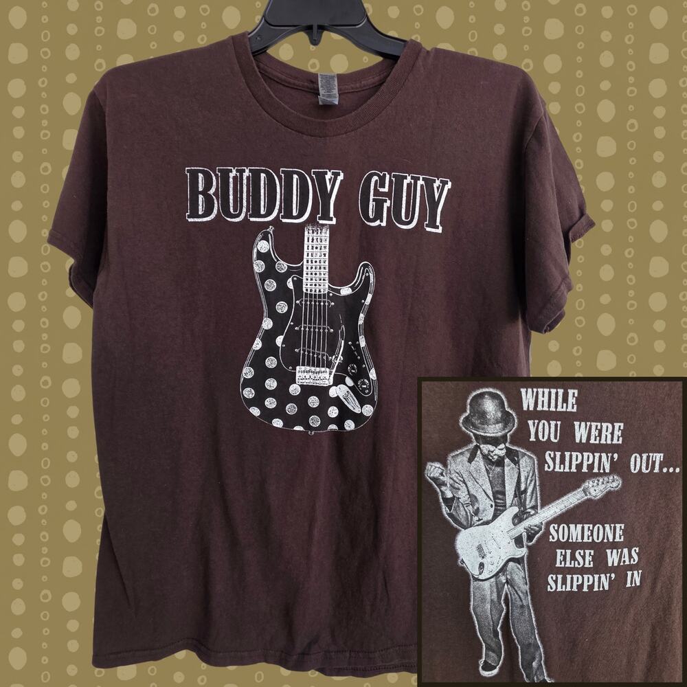 Buddy Guy Blues Guitar Graphic Tee - Brown Large